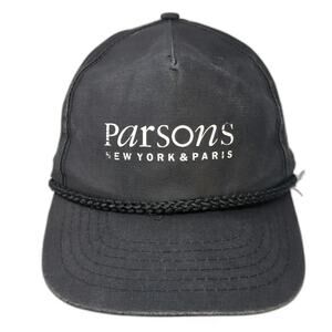 Speedway 5 Panel Black One Size Hat Rope Snapback Parsons New York & Paris